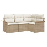 vidaXL Ensemble de canapé de jardin 4 pièces avec coussins Beige Poly Rotin