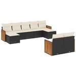 vidaXL Salon de jardin 9 Pièces avec coussins noir résine tressée