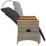 vidaXL Canapé de jardin inclinable 2 places avec table gris poly rotin