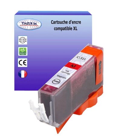 Cartouche compatible avec Canon CLI521 XL  Magenta - T3AZUR