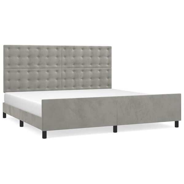 vidaXL Cadre de lit avec tête de lit Gris clair 200x200 cm Velours