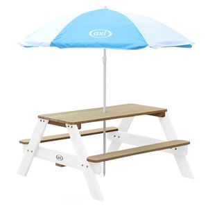 AXI Table de pique-nique pour enfants Nick et parasol Marron et blanc