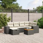 vidaXL Salon de jardin 7 Pièces avec coussins noir résine tressée