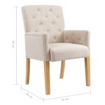 vidaXL Chaises à manger avec accoudoirs lot de 2 beige tissu