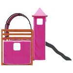 vidaXL Lit superposé avec toboggan et rideaux rose 90x200 cm