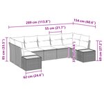 vidaXL Canapé de jardin 7 pièces avec coussins noir poly rotin acacia