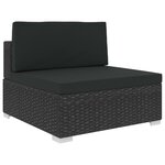 vidaXL Salon de jardin 6 Pièces avec coussins résine tressée noir