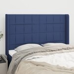 vidaXL Tête de lit avec oreilles Bleu 147x16x118/128 cm Tissu