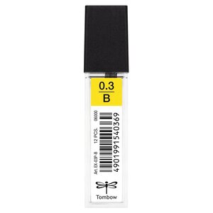 Etui de 12 mines pour porte-mine pointe calibrée 0 3 mm dureté b x 12 tombow