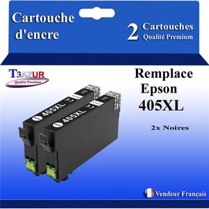 T3AZUR - 2 Cartouches compatibles avec Cartouche compatible avec Epson 405 405 XL pour Epson Workforce Pro WF-3820 WF-3825 WF-4820 WF-4825 WF-7310 WF-7830 WF-7835 WF-7840 Noire