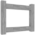 vidaXL Ensemble de meubles TV 8 Pièces Sonoma gris Bois d'ingénierie