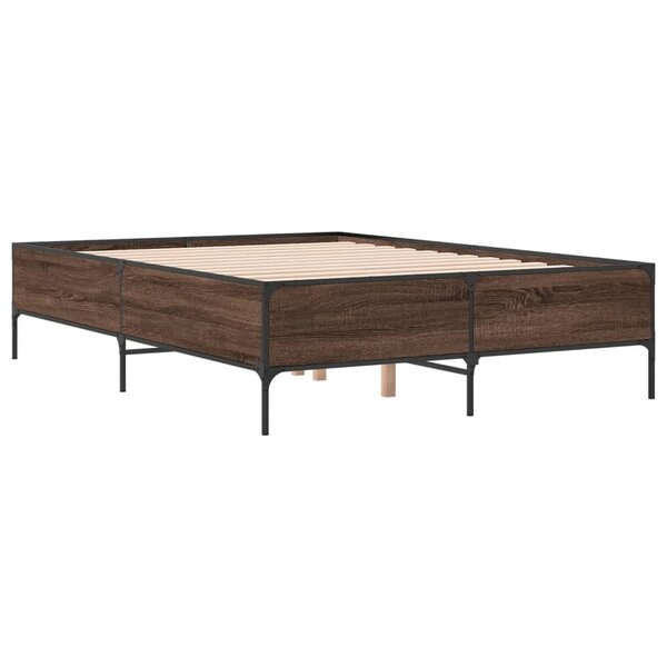vidaXL Cadre de lit chêne marron 160x200 cm bois d'ingénierie et métal