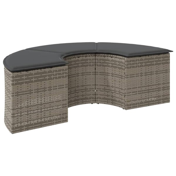 vidaXL Tabouret de jardin avec coussin gris résine tressée