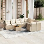 vidaXL Salon de jardin avec coussins 9 Pièces beige résine tressée
