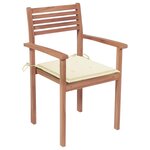 vidaXL Chaises de jardin lot de 2 et coussins crème Bois teck massif