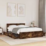vidaXL Cadre de lit avec tête de lit chêne fumé 135x190 cm