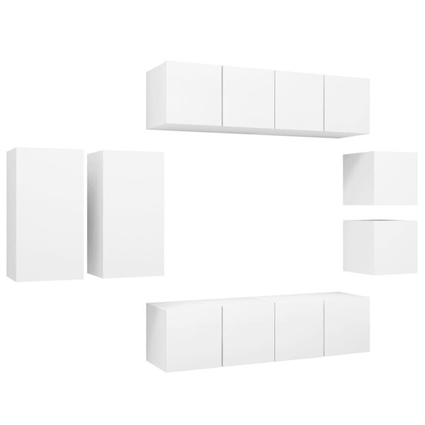 vidaXL Ensemble de meubles TV 8 Pièces Blanc Bois d'ingénierie