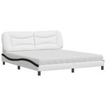 vidaXL Lit avec matelas blanc et noir 180x200 cm similicuir