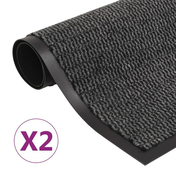 vidaXL Paillassons rectangulaires 2 Pièces 60 x 90 cm Anthracite