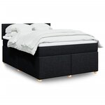 vidaXL Sommier à lattes de lit avec matelas Noir 140x200 cm Tissu