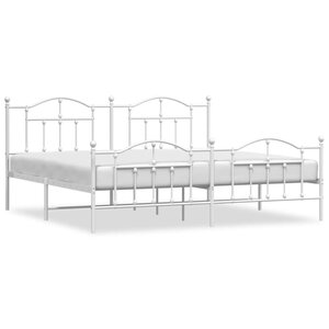 vidaXL Cadre de lit métal avec tête de lit/pied de lit blanc 193x203cm