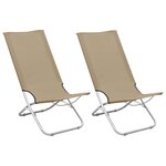 vidaXL Chaises de plage pliables 2 Pièces Taupe Tissu