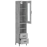 vidaXL Buffet haut Gris béton 34 5x34x180 cm Bois d'ingénierie
