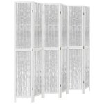 vidaXL Cloison de séparation 6 panneaux blanc bois de paulownia massif