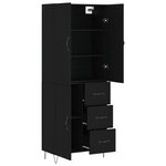 vidaXL Buffet haut Noir 69 5x34x180 cm Bois d'ingénierie