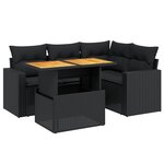 vidaXL Salon de jardin 5 Pièces avec coussins noir résine tressée