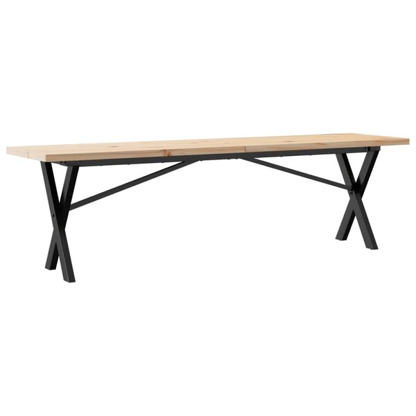 vidaXL Table basse cadre en X 160x40x45 5 cm bois de pin massif fonte