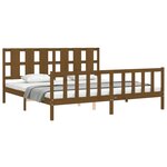 vidaXL Cadre de lit avec tête de lit marron miel 200x200cm bois massif