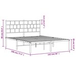 vidaXL Cadre de lit métal avec tête de lit blanc 135x190 cm