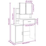 vidaXL Coiffeuse avec armoire blanc 80x35x132 cm