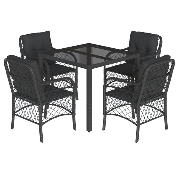 vidaXL Ensemble à manger de jardin coussins 5Pièces Noir Résine tressée