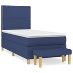 vidaXL Sommier à lattes de lit avec matelas Bleu 90x200 cm Tissu
