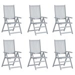 vidaXL Chaises inclinables de jardin lot de 6 et coussins Bois acacia