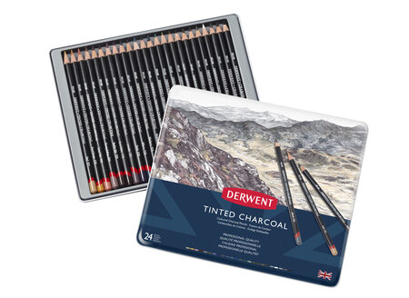 Crayon fusain de couleur Derwent Tinted Charcoal 24 pièces