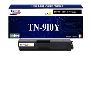 T3AZUR -Toner compatible avec Brother TN910 (TN-910Y) pour Brother HL-L9310CDW HL-L9310CDWT HL-L9310CDWTT MFC-L9570CDWT - Jaune