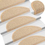 vidaXL Tapis d'escalier autocollants 15 Pièces 56x17x3 cm Beige clair