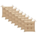 vidaXL Chaises de jardin avec coussins beige lot de 8 Bois teck massif