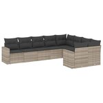 vidaXL Salon de jardin 9 Pièces avec coussins gris clair résine tressée