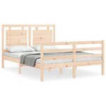 vidaXL Cadre de lit avec tête de lit 120x200 cm bois massif