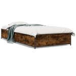 vidaXL Cadre de lit chêne fumé 90x190 cm bois d'ingénierie et métal