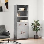 vidaXL Buffet haut Gris béton 69 5x34x180 cm Bois d'ingénierie