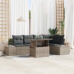vidaXL Ensemble de Canapé de Jardin de 6 pièces avec Coussins Gris en Rattan