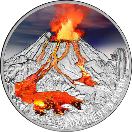 Monnaie en argent 5 dollars g 62.2 (2 oz) millésime 2023 volcano
