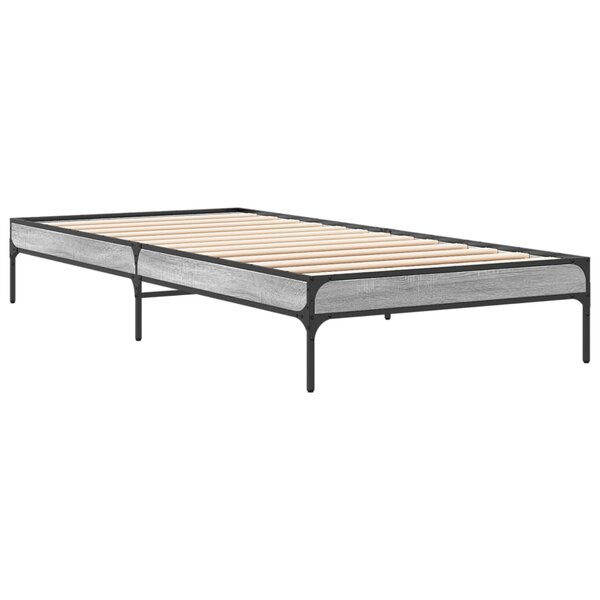 vidaXL Cadre de lit sonoma gris 90x190 cm bois d'ingénierie et métal