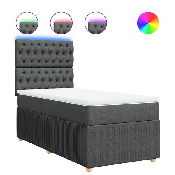 vidaXL Sommier à lattes de lit et matelas Gris foncé 90x190 cm Tissu