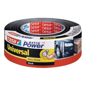 Extra Power Universal ruban adhésif, 50 mm x 50 m, tissu renforcé, noir (rouleau 50 mètres)
